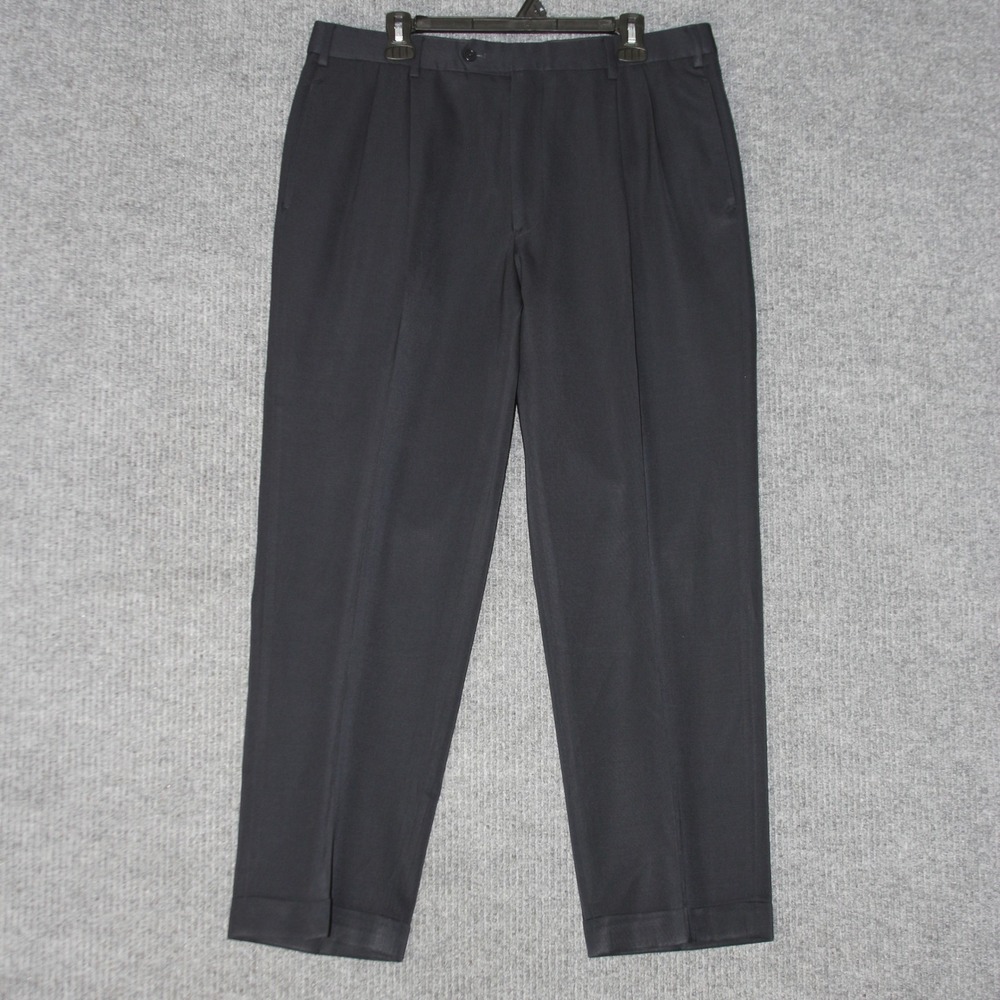 Brooks Brothers 1818 Dress Pants Men 36x30 Blue Pleated 100% Wool Made in Canada